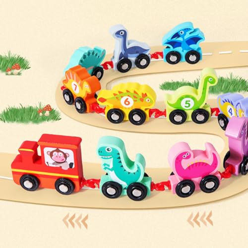 Toddler Toys for 4 3 Year Old Boys Gifts,Montessori Toys for 3 4 Year Old Girls Birthday Gifts,Wooden Train Set Dinosaur Toys for Kids 3-5 Years Old