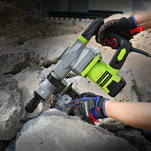 WORKPRO Heavy Duty Work Gloves, Synthetic Leather Impact Protection Working Gloves for Men, PVC Protection, Touch Screen, Terry Fabric, Non-Slip, WORKPRO