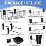 22 Pieces Slatwall Accessories Organizer Kit with Slatwall Hooks, Slatwall Bins, Slatwall Cups, Slatwall Basket, Slatwall Screwdriver Holders for BeapTcely