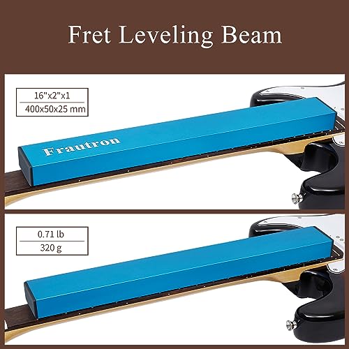 Frautron Guitar Luthier Tool Kit Includes 16" Fret Leveling Beam, Guitar Neck Notched Straight Edge Setup Tool, Fret Rocker, String Action Ruler Frautron