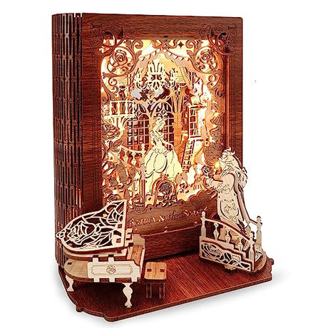 Beauty and the Beast 3D Puzzle Nightlight by FUNPOLA – LED Wood Storybook Decor for All Ages FUNPOLA
