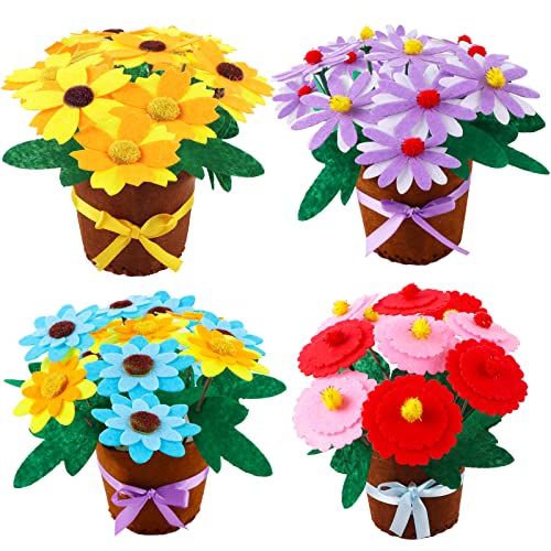 4 pcs Kids Arts and Crafts Sewing Potted Flower kit Ages 1-3, Toddler Arts and Crafts for Kids Preschool Educational Toys Sewing Kit for Kids 1 2 3 4 - WoodArtSupply