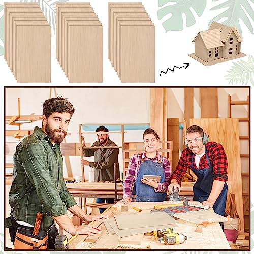 Sasylvia 20 Sheets Balsa Wood Sheets Basswood Sheets for Crafts Plywood Sheets Unfinished Wooden Boards Rectangular Wood Planks for DIY Models