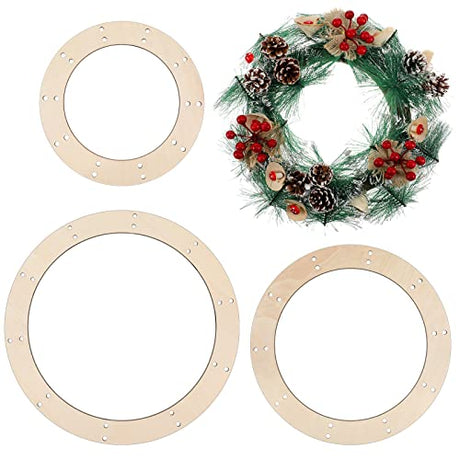 6 Pcs Wooden Wreath Frames for Crafts Wood Wreath Form 8 Inch 10 Inch 12 Inch Wooden Floral Craft Rings Wood Wreath Base for DIY Christmas Wreath SEEWEY