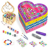 Ambesi Paint Your Own Wooden Jewelry Box, Arts and Crafts for Kids Ages 8-12, 4-6, 7-8 Year Old Girls, Decorate Heart Treasure Box Craft kit, DIY Ambesi