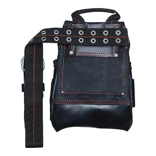 Hultafors Work Gear HT5433 Carpenter's Heavy-Duty Leather Nail & Tool Bag, Double-Gusset Front Pockets Hultafors