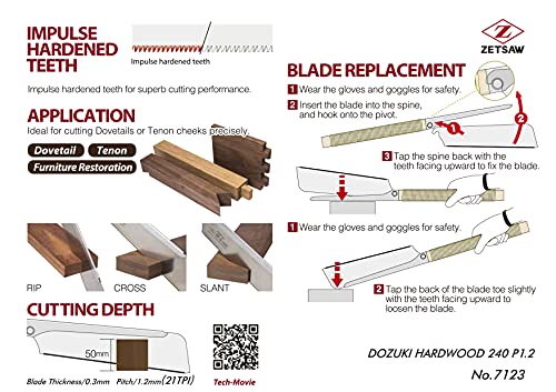 Z-saw DOZUKI HARDWOOD (240) 240mm - WoodArtSupply