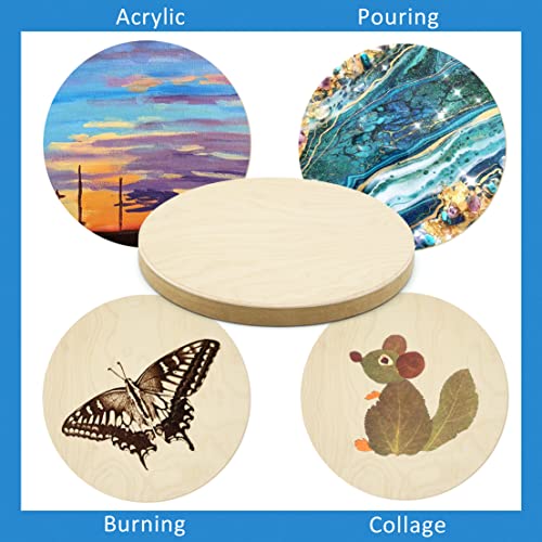 Unfinished Round Birch Wood Canvas Panels Kit, Falling in Art 2 Pack of 8’’ Studio 3/4’’ Deep Cradle Boards for Pouring Art, Crafts, Painting, and