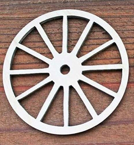 Vintage Cut Wagon Wheel Unfinished Wood Laser Cut Out Cutout Shape Crafts Sign DIY Ready to Paint or Stain Texan Wood Crafts