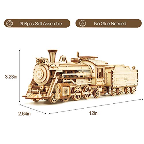 ROKR Prime Steam Express 3D Wooden Mechanical Train Puzzle Kit for Adults and Kids ROKR