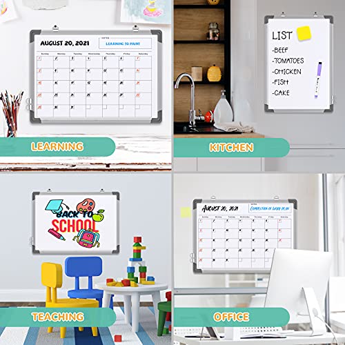 Small Monthly Calendar Dry Erase Whiteboard for Wall, 16" x 12" Magnetic Dry Erase Board, Hanging Double-Sided White Board, Portable Board for ABERLLS