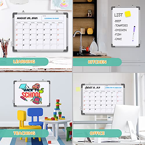 Small Monthly Calendar Dry Erase Whiteboard for Wall, 16" x 12" Magnetic Dry Erase Board, Hanging Double-Sided White Board, Portable Board for - WoodArtSupply