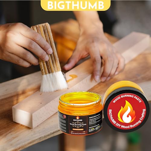 Bigthumb - Wood Burning Gel Kit 4 OZ | Heat Activated Non-Toxic Paste for DIY Crafting, with Mini Scraper, Template Sticker, Paint Brush - Accurately BIGTHUMB