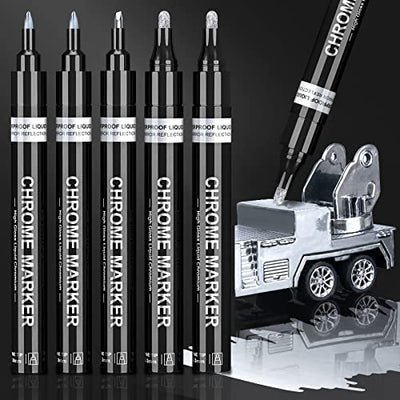 KERIFI Silver Liquid Chrome Mirror Markers Oil-Based Permanent Art Liquid Chrome Marker Set, Reflective Gloss Metallic Mirror Marker, Repair Paint