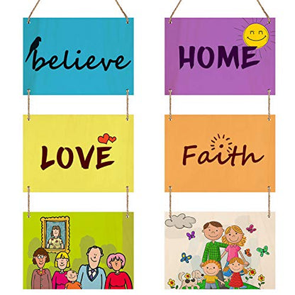 WILLBOND Unfinished Wood Hanging Sign Blank Hanging Decorative Wood Plaque Wooden Slices Banners with Ropes for Home Decor DIY Projects Craft - WoodArtSupply