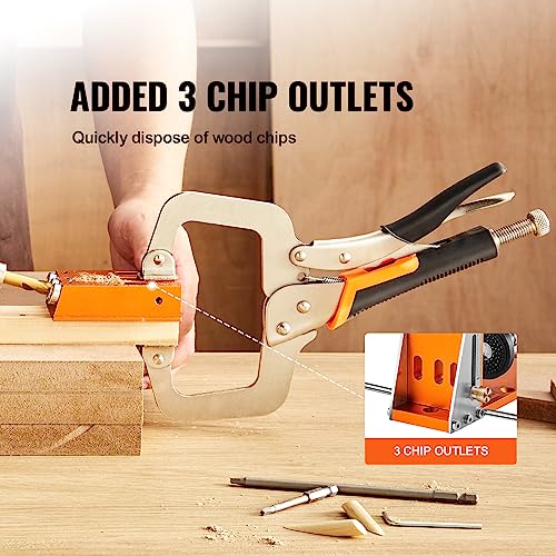 VEVOR Pocket Hole Jig Kit, 34 Pcs Pocket Hole Jig System with 11" C-clamp, Fixture, Step Drills, Wrenches, Drill Stop Rings, Square Drive Bits,