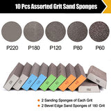 BOSHCRFAT 10 Pack Sanding Block, Washable and Reusable Sanding Sponge for Wood Drywall Metal Glasses Coarse/Medium/Fine/Superfine in BOSHCRAFT