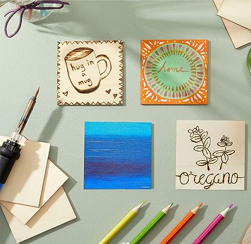 12PCS Unfinished MDF Wood Blocks for Crafts 4x4 inches, 1 Inch Thick Squares Basswood Carving Blocks, Wooden Cubes Whittling Soft Wood Carving Block EATHEATY