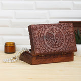 Ajuny Handcarved Wooden Decorative Treasure Chest Box Tree Pattern - Multipurpose Use As Jewelry Storage, Watch Box, Great for Gifts - Brown, 8X5 Ajuny