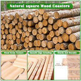 38 Pack Unfinished Wood Coasters, 4 Inch Square Blank Wooden Coasters Crafts Coasters with Non-Slip Silicon Dots for DIY Architectural Models Drawing Aweyka