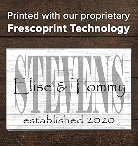 Family Name Sign with Established Date PERSONALIZED Wedding Gift For Couple EST. Date - SOLID WOOD - 16.5" X10.5" (Names & Est. Date) Broad Bay