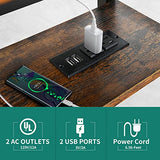 YITAHOME Height Adjustable Table with Charging Station, Portable Desk with Wheels, Small Standing Rolling Computer Desk with Tiltable Tabletop and YITAHOME