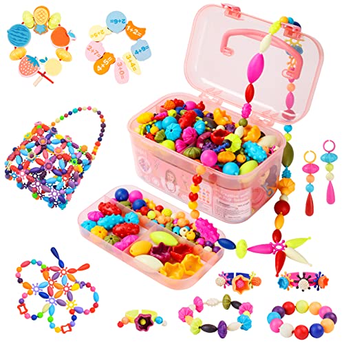 BEMITON Pop Beads Jewelry Making Kit for Girls - Arts and Crafts for Kids Ages 3 4 5 6 7 8 Years Old, Montessori Toys Snap Beads DIY Bracelet BEMITON
