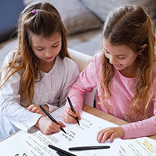 Lelix Felt Tip Pens, 15 Black Pens, 0.7mm Medium Point Felt Pens, Felt Tip Markers Pens for Journaling, Writing, Note Taking, Planner, Perfect for Lelix