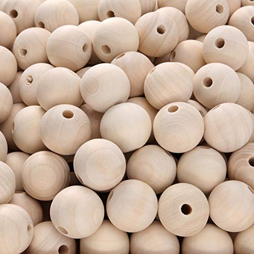 HAKZEON 25mm 300 PCS Natural Wooden Beads for Crafts, Round Spacer Unfinished Loose Wood Beads Set for Assorted Jewellery Making, Garland, Home - WoodArtSupply