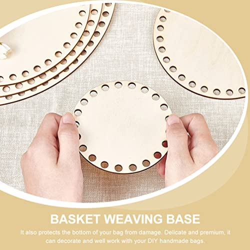 FOMIYES Woven Baskets DIY Kits 5pcs Wooden Basket Bottoms Round Circle Blank Crochet Knitting Basket Wood Base Shaper 20CM for Crafts DIY Baskets - WoodArtSupply