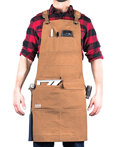 Hudson Durable Goods - Woodworking Edition - Waxed Canvas Apron - Brown - WoodArtSupply