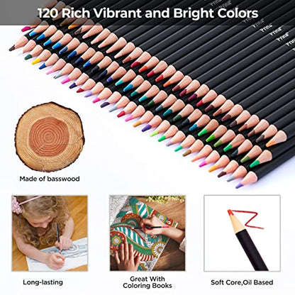 PRINA Art Supplies 120-Color Colored Pencils Set for Adults Coloring Books with Sketchbook, Professional Vibrant Artists Drawing Sketching Blending