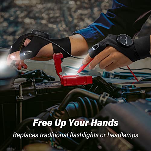 Mylivell LED Flashlight Gloves Stocking Stuffers Christmas Birthday Gifts for Men Dad Father Boyfriend Husband, Unique Cool Gadgets Tools for - WoodArtSupply