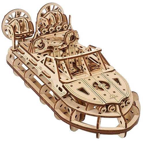 UGEARS Rescue Hovercraft - Boat Model Kits for Adults - 3D Wooden Puzzle Ship - Wood Model Boat Kits to Build - Premium Model Boats Kits with UGEARS
