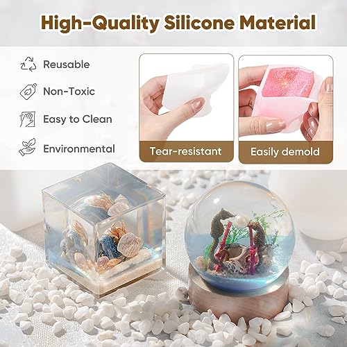 Whoaoh Epoxy Resin Molds Silicone Kit, 16OZ Resin Starter Kit for  Beginners, Include Epoxy Resin, Square, Spherical, Pyramid, Diamond and  Polygonal