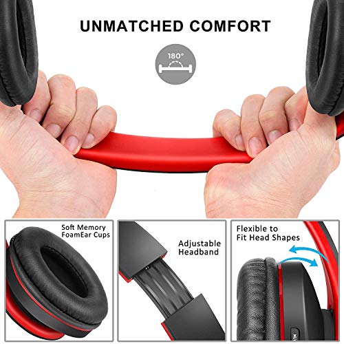 ZIHNIC Bluetooth Headphones Over-Ear, Foldable Wireless and Wired Stereo Headset Micro SD/TF, FM for Cell Phone,PC,Soft Earmuffs &Light Weight for ZIHNIC