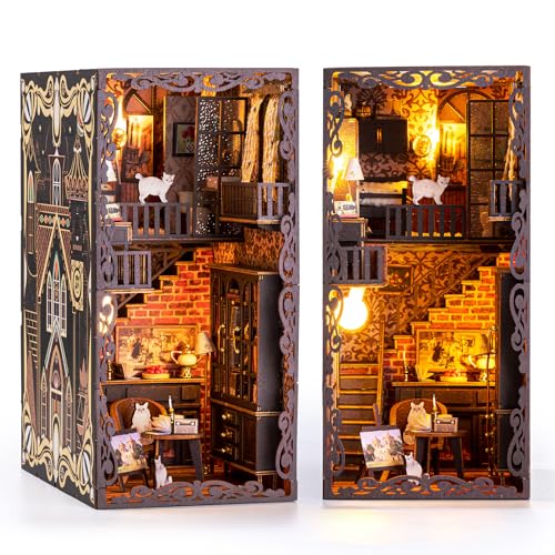 Marycele Book Nook Kit for Adults Teens, Wooden 3D Puzzles for Adults Tiny House Bookcase, DIY Miniature House Kit Bookshelf Decor, Tiny Home Kit, - WoodArtSupply