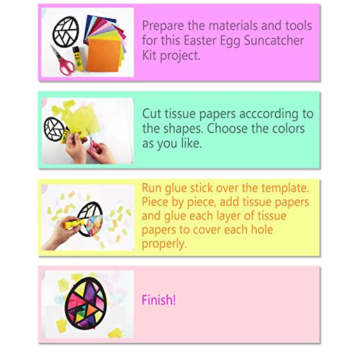 VHALE Suncatchers Craft 3 Sets (9 Cutouts) w Tissue Papers Stained Glass Effect Paper Sun Catcher Kit, Window Art, Classroom Crafts, Creative Art VHALE