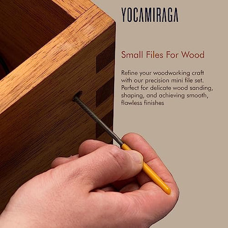 YOCAMIRAGA Metal File Set, 3Pcs of 8” Metal Files for Wood and Steel & 5Pcs Small Needle File Set for Precision Work, Files Tools with Synthetic YOCAMIRAGA