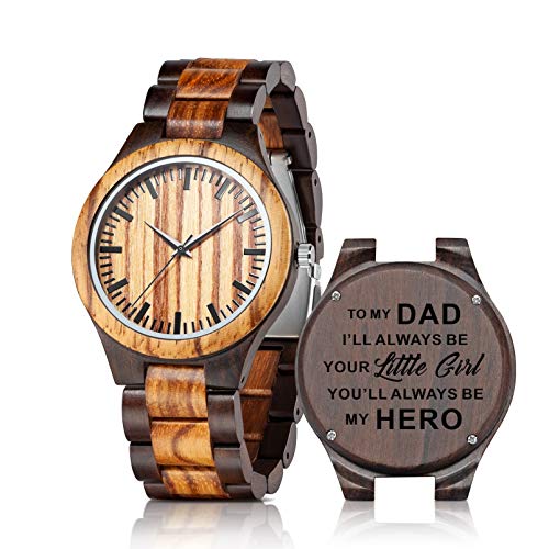UMIPHIMAT Engraved Wooden Watches for Dad from Daughter - Customized Personalized Wood Watch for Fathers Day Birthday Gifts UMIPHIMAT