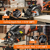 DOVAMAN Circular Saw, 5.8A 4-1/2" Circular Saw w/Laser, Metal Auxiliary Handle, 6 Saw Blades (4½", 4¾"), Cutting Depth 1-11/16" (90°), 1-3/8" (45°), DOVAMAN