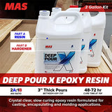 MAS Epoxies Deep Pour X Epoxy Resin Kit for Casting, Encapsulating, Filling Large Voids, River Tables, Sculptures, Live Edge Wood Tables (3 Gallon) MAS