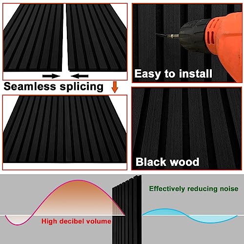 YLL YLL Wood Wall Panels Acoustic Wall Panels for Interior Wall Decoration Two 94.68" x 12.79" Wood Slat Sall Paneling 3D soundproof Wall Panels Wood YLL YLL