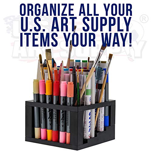 U.S. Art Supply 60 Hole Multi-Level Plastic Organization Rack Pencil ...