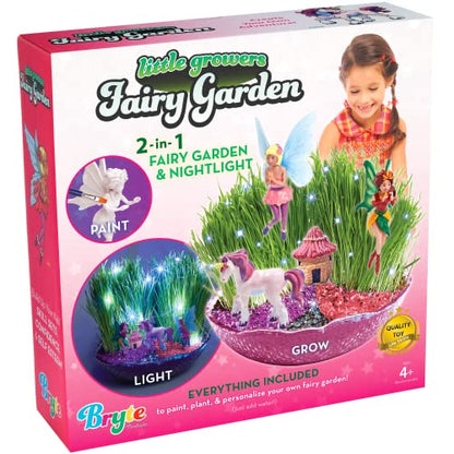 Bryte All-Inclusive My Unicorn Fairy Garden Kit with Fairy Lights & More | Grow Your Own Garden & Play | Great Birthday Gift, DIY Science Kit, STEM