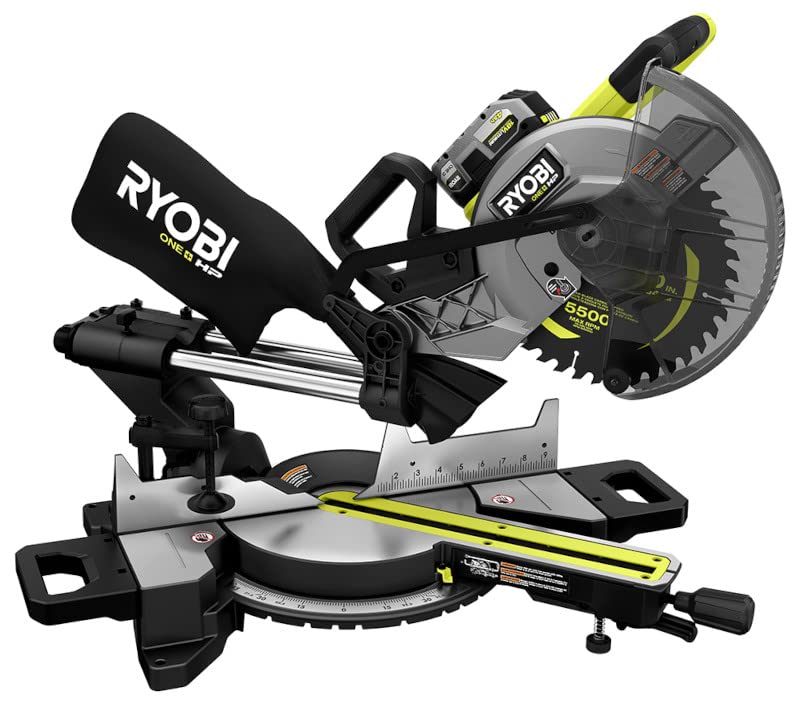 RYOBI ONE+ HP 18V Brushless Cordless 10 in. Sliding Compound Miter Saw Kit with 4.0 Ah HIGH PERFORMANCE Battery and Charger Ryobi