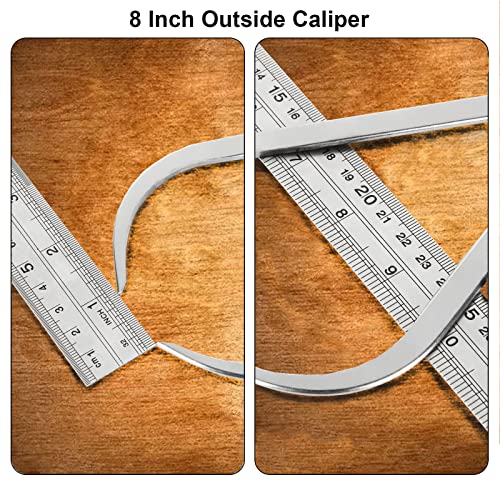 Acrux7 3pcs 8 Inch Long Spring Caliper Set, Carbon Steel Outside Divider Caliper Compass, Calipers Measuring Tool for Wood Turning Lathe Projects Acrux7