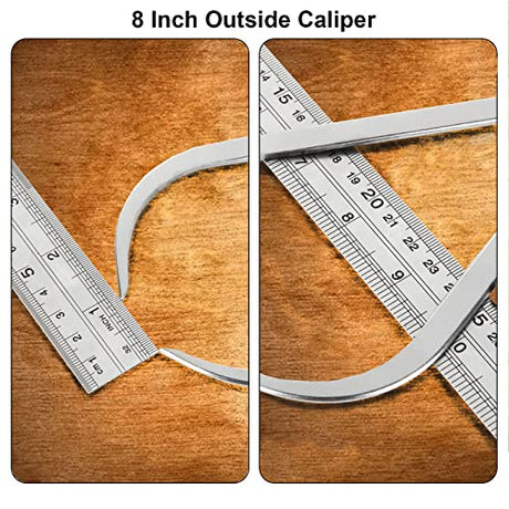 Acrux7 3pcs 8 Inch Long Spring Caliper Set, Carbon Steel Outside Divider Caliper Compass, Calipers Measuring Tool for Wood Turning Lathe Projects Acrux7