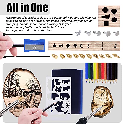 Wokape 172Pcs Wood Burning Kit, Professional Adjustable Temperature Pyrography Wood-Burning Pen with Soldering Iron Tips, Woodburning Tool - WoodArtSupply