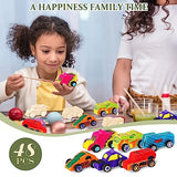 Lenwen 48 Pcs Wood DIY Car Toys for Party Unfinished Wooden Cars, Wooden Toy Cars Wooden Arts and Crafts DIY Toys for Students Girls Boys Home Lenwen